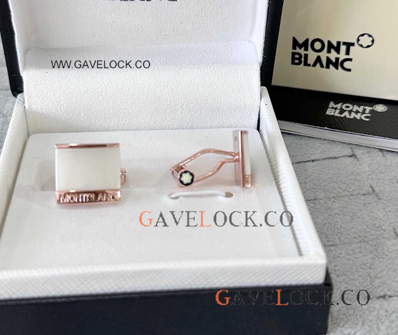 Clone Montblanc Rose Gold Rectangular Cufflinks Men